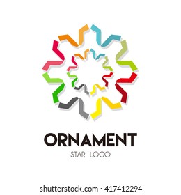 Ornament of colorful star abstract vector and logo design or template geometric business icon of company identity symbol concept