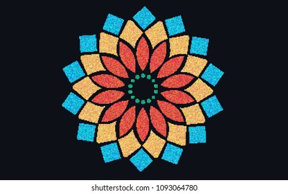 Ornament colorfull with pattern black background