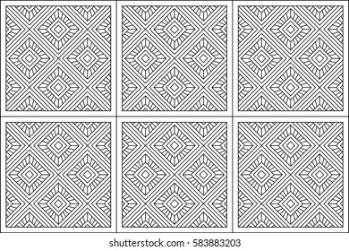 Ornament for coloring books, design, printing and others. Pattern in style zentangle. The geometric seamless drawing. It is easy to change the color, line, layers. Vector illustration EPS 10.