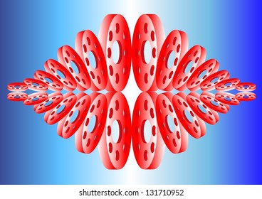 Ornament consisting of flanges varying size and position