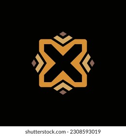 Ornament cross the batik. Letter X, Ambigram, unique and elegant.