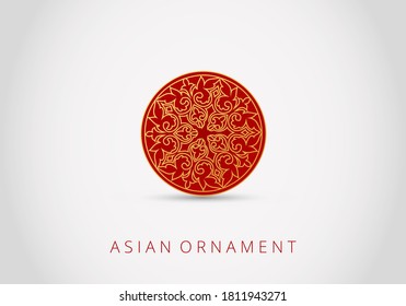 Ornamento de rizos y espirales sobre el fondo. 3d elementos de patrón circular islámico ramadán.  Resumen de elementos asiáticos del patrón nacional de los antiguos nómadas de los kazajos, tártaros, bashkires. Vector.