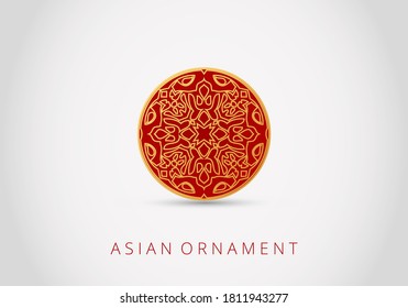 Ornament of curls and spirals on background. 3d ramadan islamic round pattern elements.  Abstract Asian elements of the national pattern of the ancient nomads of the Kazakhs, Tatars, Bashkirs. Vector.