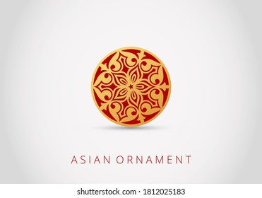 Ornament of curls and spirals on background. 3d ramadan islamic round pattern elements.  Abstract Asian elements of the national pattern of the ancient nomads of the Kazakhs, Tatars, Bashkirs. Vector.