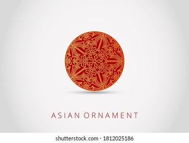 Ornament of curls and spirals on background. 3d ramadan islamic round pattern elements.  Abstract Asian elements of the national pattern of the ancient nomads of the Kazakhs, Tatars, Bashkirs. Vector.