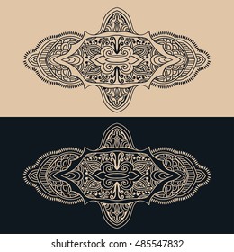 Ornament dark and light mandalas. Geometric hand drawn element made in vector. template for any other kind of design, birthday and other holiday, yoga, india, arabic.