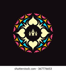 Ornament Decoration. Ornate Frame. Elegant Element for Design, Place for Text. Retro Style for Invitations, Banners, Posters, Placards and Badges. Ethnic Circle Element. Vector Fashion Illustration.