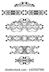 Ornament. Decorative monograms, calligraphic borders. 
Template signage, logos, labels, stickers, cards, menu, vignettes. Graphic design page.
 Classic design elements for wedding invitations. Vector.
