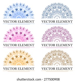 Ornament design for company. Colorful set of symbols