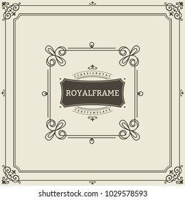 Ornament design invitation template. Vector flourishes calligraphic vintage frame. Good for Luxury, boutique brand, wedding shop, hotel sign