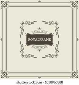 Ornament design invitation template. Vector flourishes calligraphic vintage frame. Good for Luxury, boutique brand, wedding shop, hotel sign.