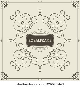 Ornament design invitation template. Vector flourishes calligraphic vintage frame. Good for Luxury, boutique brand, wedding shop, hotel sign