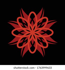 El diseño ornamental está aislado de fondo negro.