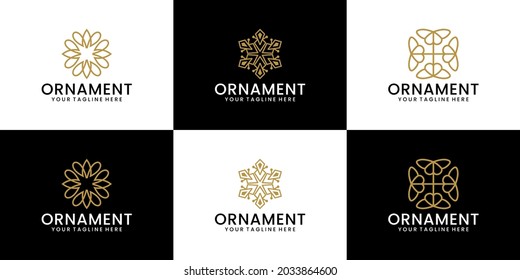 ornament design logo collection with line style