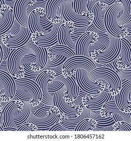 Ornament design of the wave Japanese style in seamlessness,