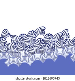 Ornament design of the wave Japanese style in seamlessness,