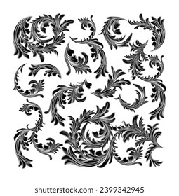 Ornament designs collection in black colour