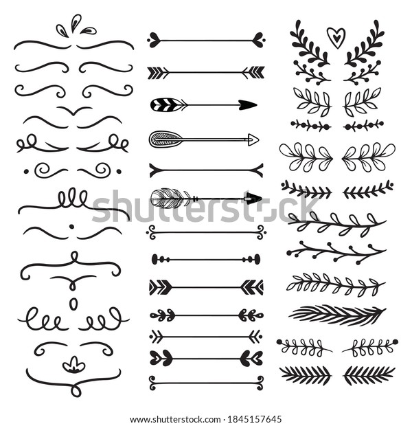 Ornament dividers arrows, florals and\
abstract vector\
illustration
