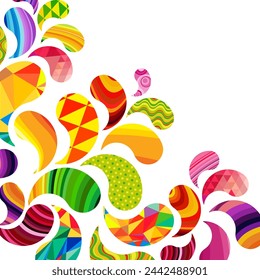Ornamento cae formas patrón. Fondo colorido abstracto de las gotas de líquido. Ilustración de vector