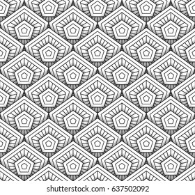 Ornament for eastern motives  Black   white geometric pattern in zentangle style  A drawing in the form mosaic made pentagons  Easy to edit   use  Vector illustration 