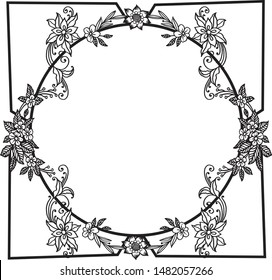 Ornament element of wreath frame, isolated on white background. Vector