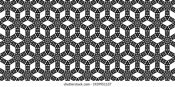 Ornament with elements of black and white color. Tribal ethnic vector texture. Geometric folklore ornament. Seamless pattern.