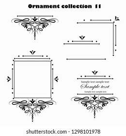 Вlack ornament elements on a white background for the design of greeting and invitation cards. Vector design elements for infographic, web, internet, presentation.