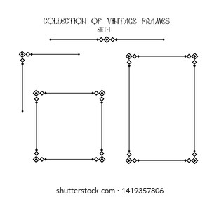  Вlack ornament elements on a white background for the design of greeting and invitation cards.