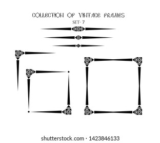 Вlack ornament elements on a white background for the design of greeting and invitation cards.