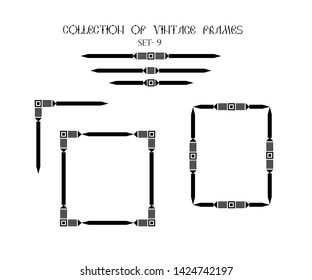 Вlack ornament elements on a white background for the design of greeting and invitation cards.
