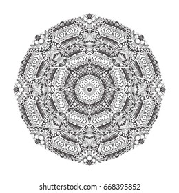 Ornament with elements of the Samoa Maori style, vector mandala, mix ethnic design