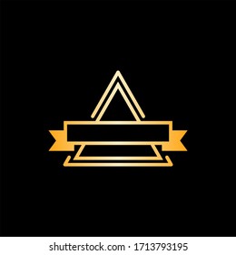 ornament emblem triangle lineart logo design template