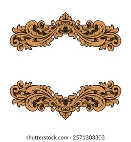 Ornament Engraved floral frame wedding invitation