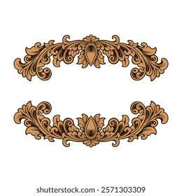 Ornament Engraved floral frame wedding invitation