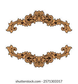 Ornament Engraved floral frame wedding invitation