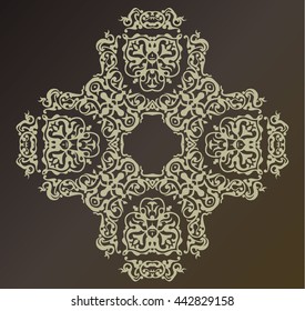 Ornament. ethnic, Gothic, tribal pattern. Abstract a cross, a flower. Handmade colored background. Decorative elements for design