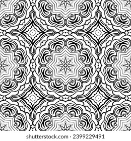 Ornament in ethnic style. Seamless pattern with abstract shapes. Repeat design for fashion, textile design.