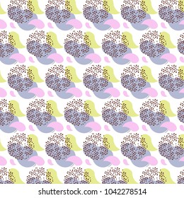 Ornament Fashion hipster pattern with blue green pink figure and gray drops on white background