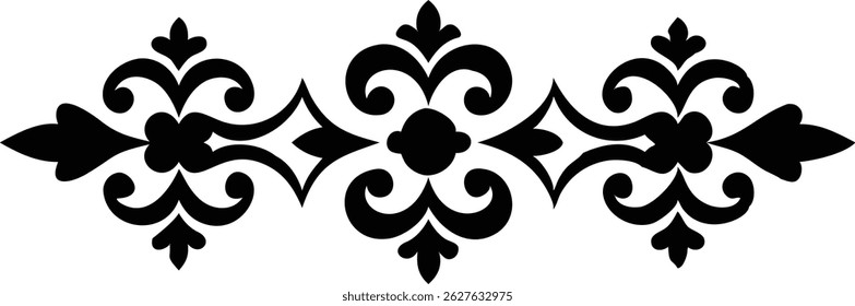El adorno presenta Elementos florales simétricos, que muestran la elegancia clásica. Ideal para agregar un toque de sofisticación a varios proyectos, invitaciones o conceptos de diseño vintage.