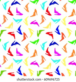 Ornament of female shoes on white background, vector illustration
