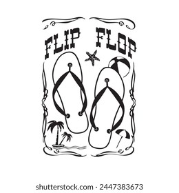 Ornament with Flip Flop beach shoes. Vector illustration