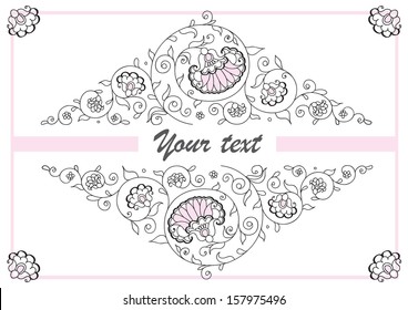 Ornament flower around text. Ornament from stems, leaf and flowers around your own text. Easy to edit separate layers. EPS 8.0