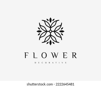 Ornament Flower Asian Oriental Decorative Feminine Petal Lotus Leaf Relax Vector Logo Design