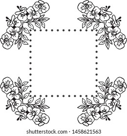 Ornament of flower frame, with colors black and white, for design various of cards. Vector