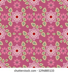 Ornament  flower mandala elements seamless pattern,Traditional oriental interior fabric print.