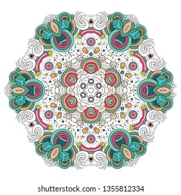 Ornament flower pattern. Meditative mandala. Round pattern filigree - Vector illustration