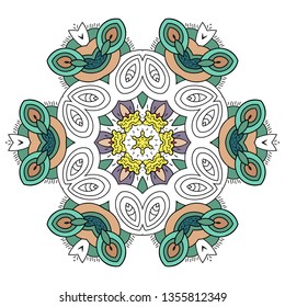 Ornament flower pattern. Meditative mandala. Round pattern filigree - Vector illustration