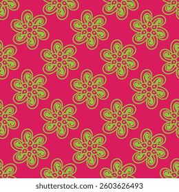 ornament flower seamless pattern on pink background