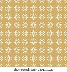Ornament flower shapes seamless pattern on yellow background. For fabric, cloth, backdrop, textile, texture, wallpaper, web sites etc. EPS-10 vector, printable CMYK colors.