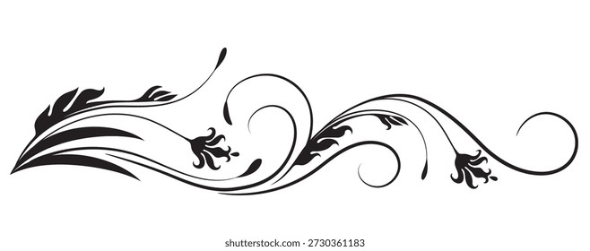 Adorno con flor. Separador de texto. Elemento decorativo para decoración y texto de felicitación o diseño de tarjeta de invitación.